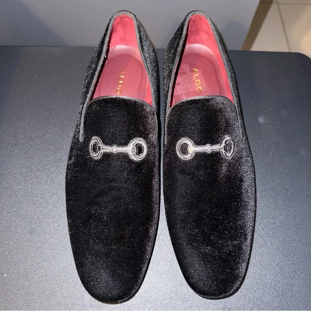 NWOT ALDO Bedford Black Velvet Horsebit Loafers Men’s Size 9